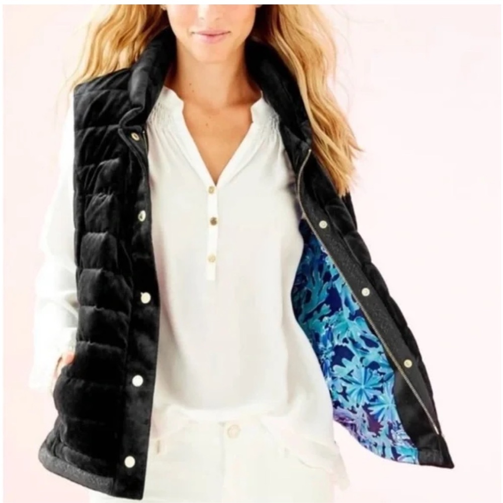 Lilly Pulitzer Velvet Vest in Onyx